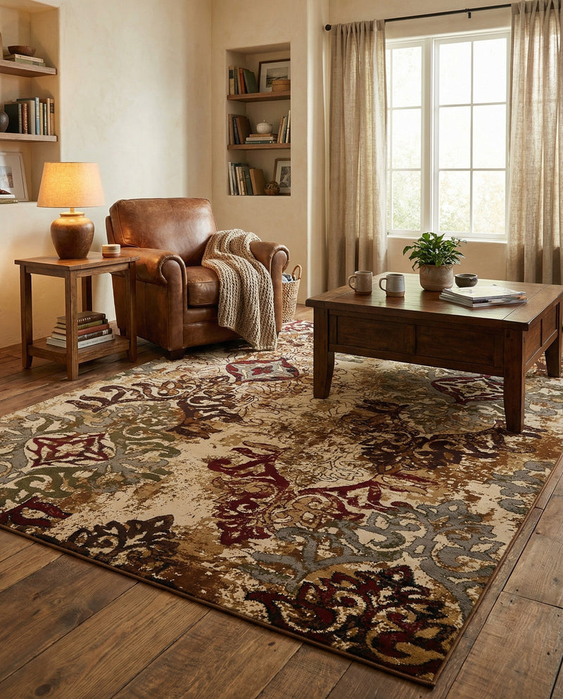 Bistro Lounge Collection Area Rug -  Piccolo Rectangle Beige  lifestyle 9