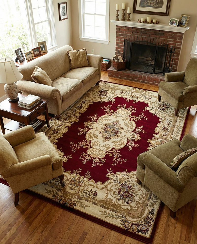 Versailles Elegance Collection Area Rug -  Vincennes Rectangle Red  lifestyle 17