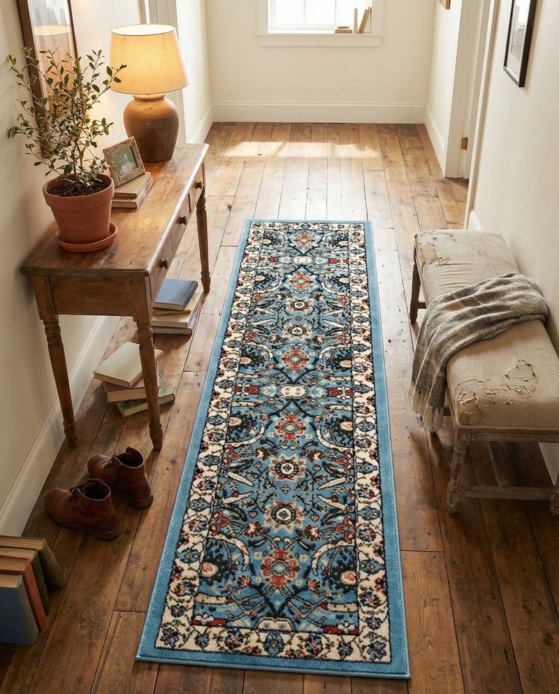 Tabriz Tapestry Collection Area Rug - Sahand (Blue) Runner Blue  lifestyle 55