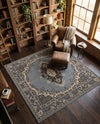 Tabriz Tapestry Collection Area Rug - Azerbaijan (Gray) Square Gray  lifestyle 52