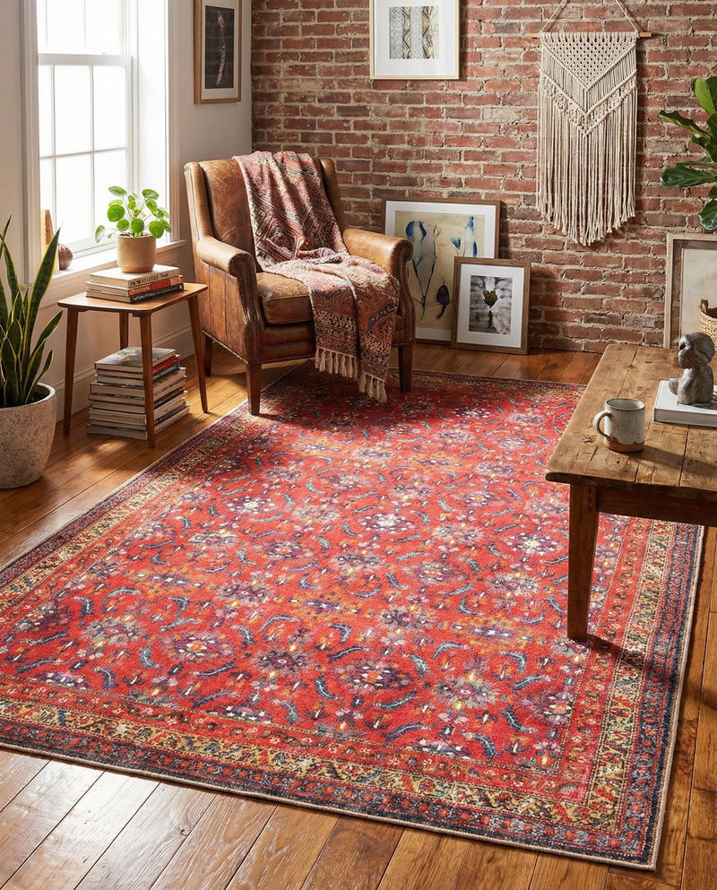 Heritage Elegance Collection Area Rug -  Fontainebleau Rectangle Red  lifestyle 6