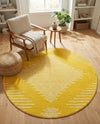 Seychelles Stripes Collection Area Rug - Mahe (Yellow) Round Yellow  lifestyle 22