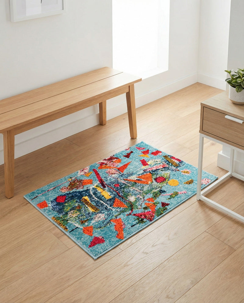 Colorburst Oasis Collection Area Rug -  Fresco Rectangle Aqua  lifestyle 22