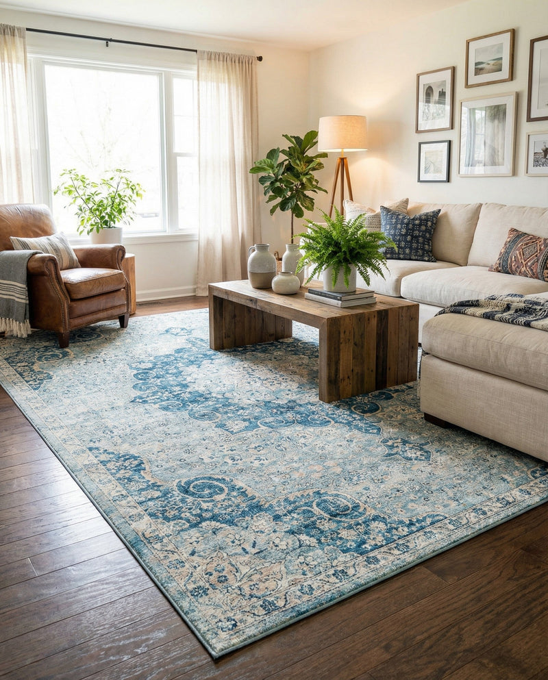 Coastal Haven Collection Area Rug - Seabreeze (Navy Blue) Rectangle Navy Blue  lifestyle 3