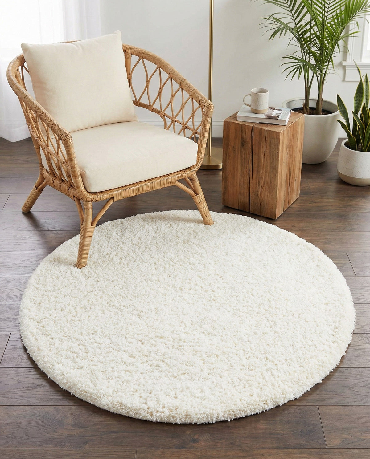 Plush Oasis Collection Area Rug - Serenity (Snow White) Round Snow White  lifestyle 101