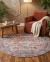 Heritage Elegance Collection Area Rug -  Hampton Round Antique Red  lifestyle 60