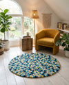 Woolen Sphere Collection Area Rug - Orbsburg (Blue) Round Blue  lifestyle 48