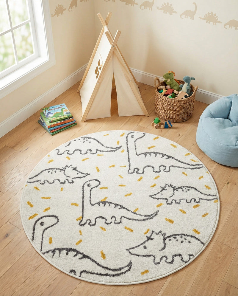 Wonder Tykes Collection Area Rug -  Jamboree Round Ivory  lifestyle 35