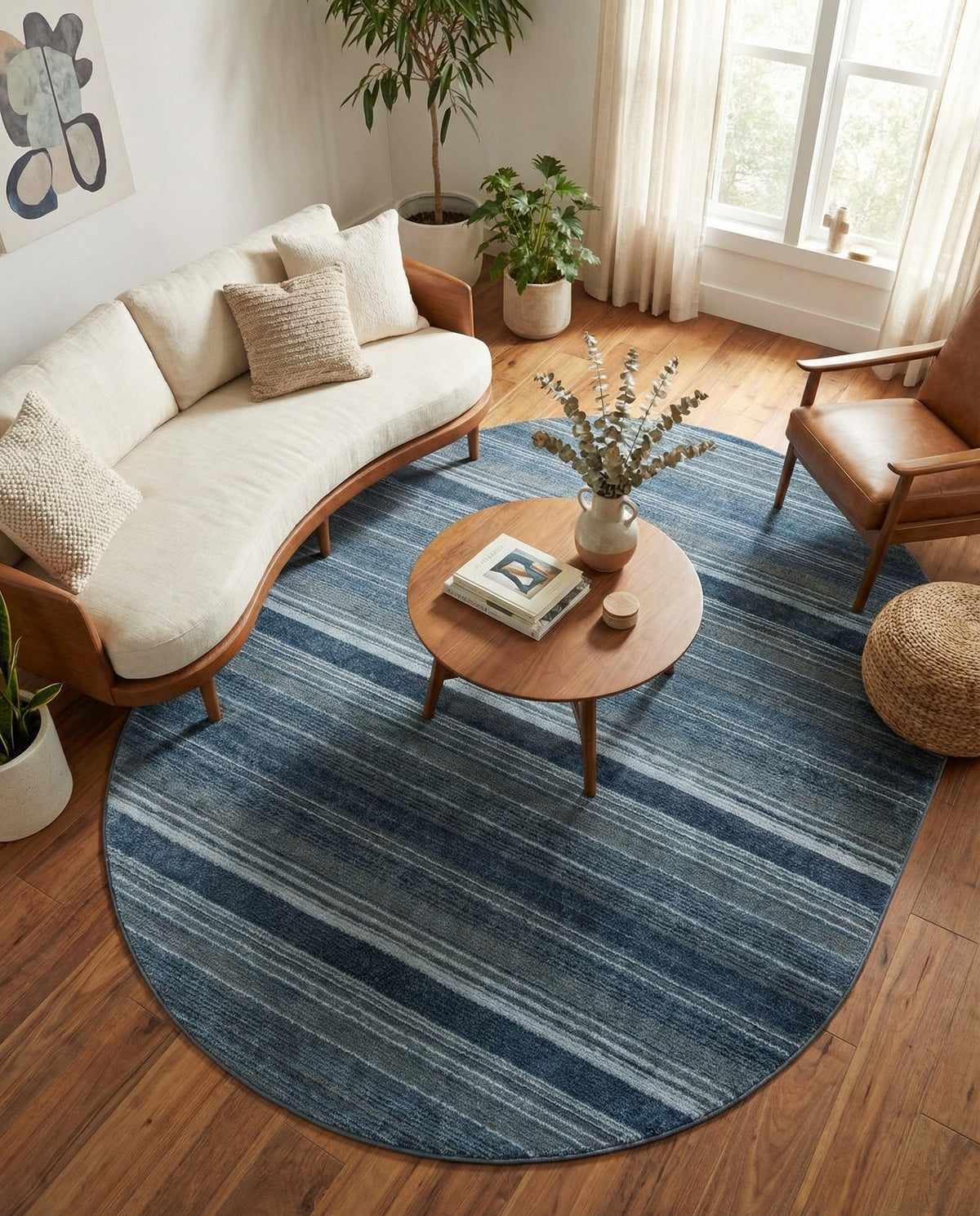 Jewel Oasis Collection Area Rug - Sapphire (Blue) Oval Blue  lifestyle 83