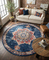 Eden Oasis Collection Area Rug -  Tranquility (Dark Blue) Round Dark Blue  lifestyle 38