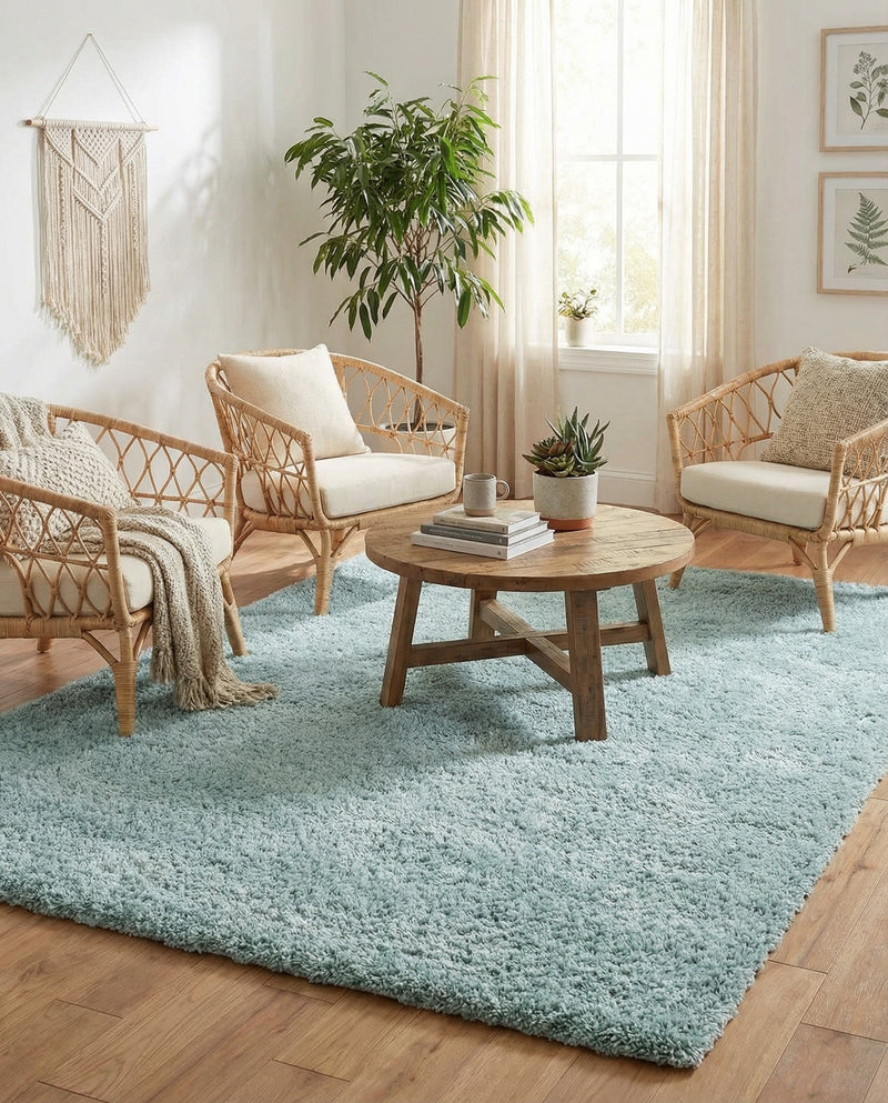 Cozy Comfort Shag Collection Area Rug - Haven (Sage Green) Rectangle Sage Green  lifestyle 23