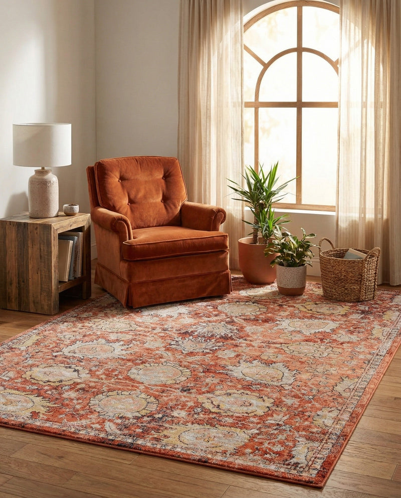 Seville Stripes Collection Area Rug -  Cordoba (Brick Red) Rectangle Brick Red  lifestyle 14