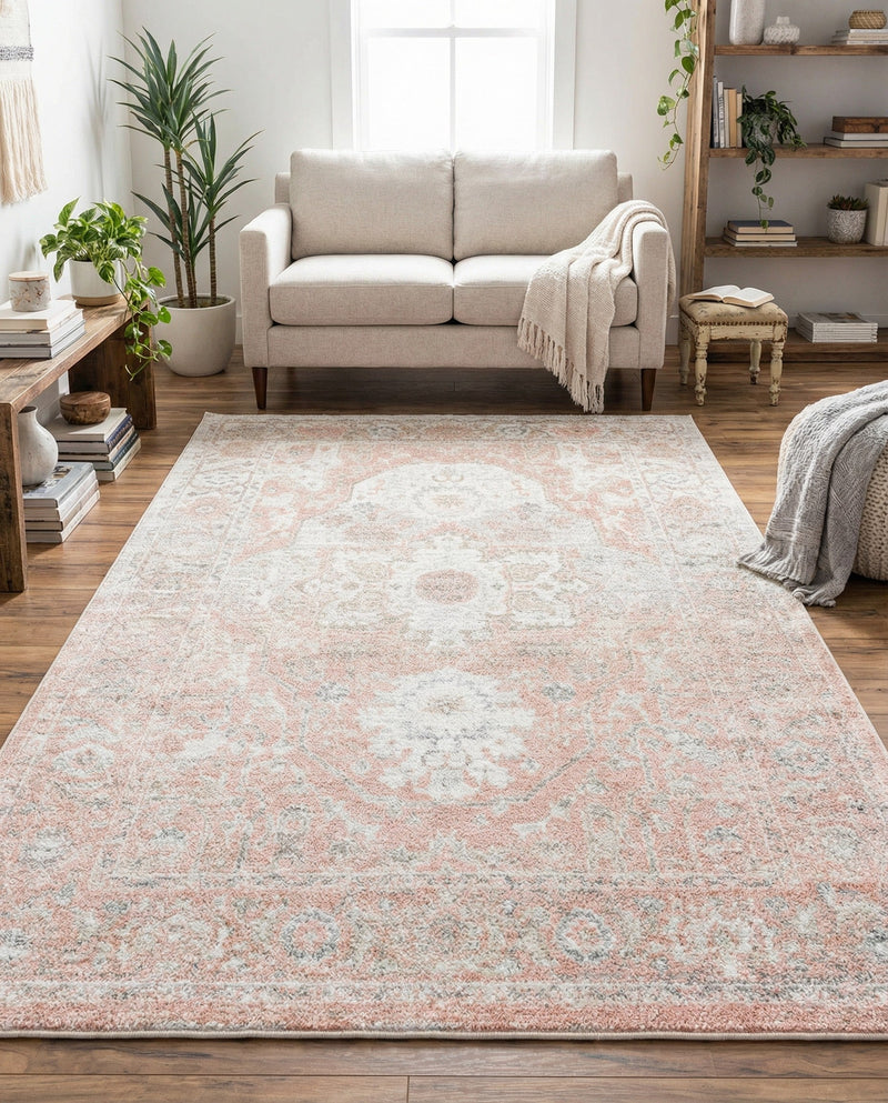 Parisian Elegance Collection Area Rug - Versailles (Rose Pink) Rectangle Rose Pink  lifestyle 29