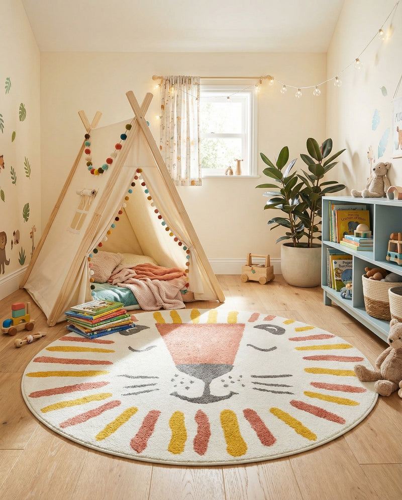 Wonder Tykes Collection Area Rug -  Mirage Round Ivory  lifestyle 12