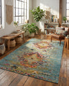 Venetian Tapestry Collection Area Rug -  SanMarco Rectangle Turquoise  lifestyle 15