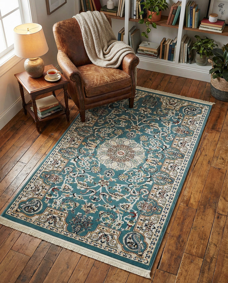 Persian Elegance Collection Area Rug -  Qom Rectangle Blue  lifestyle 20