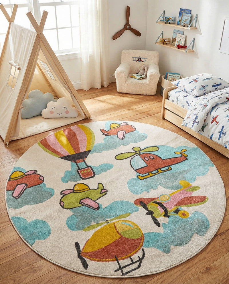 Wonder Tykes Collection Area Rug -  Splatter Round Multi  lifestyle 33