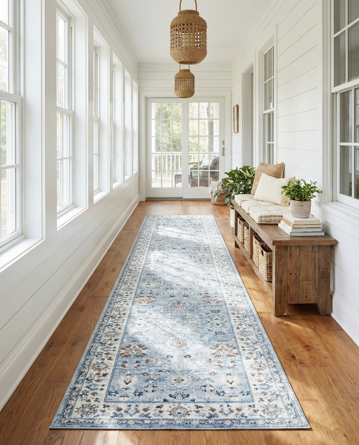 Savannah Elegance Collection Area Rug - Augusta (Aqua Blue) Runner Aqua Blue  lifestyle 107