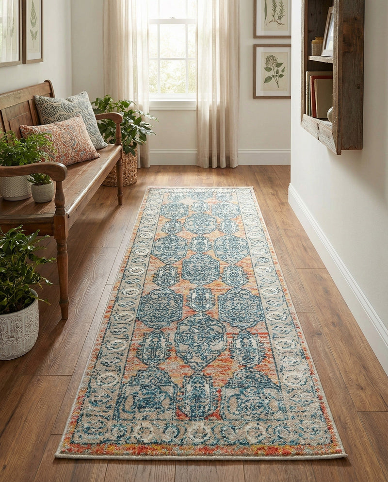 Seville Stripes Collection Area Rug -  Granada (Brick Red) Runner Brick Red  lifestyle 49