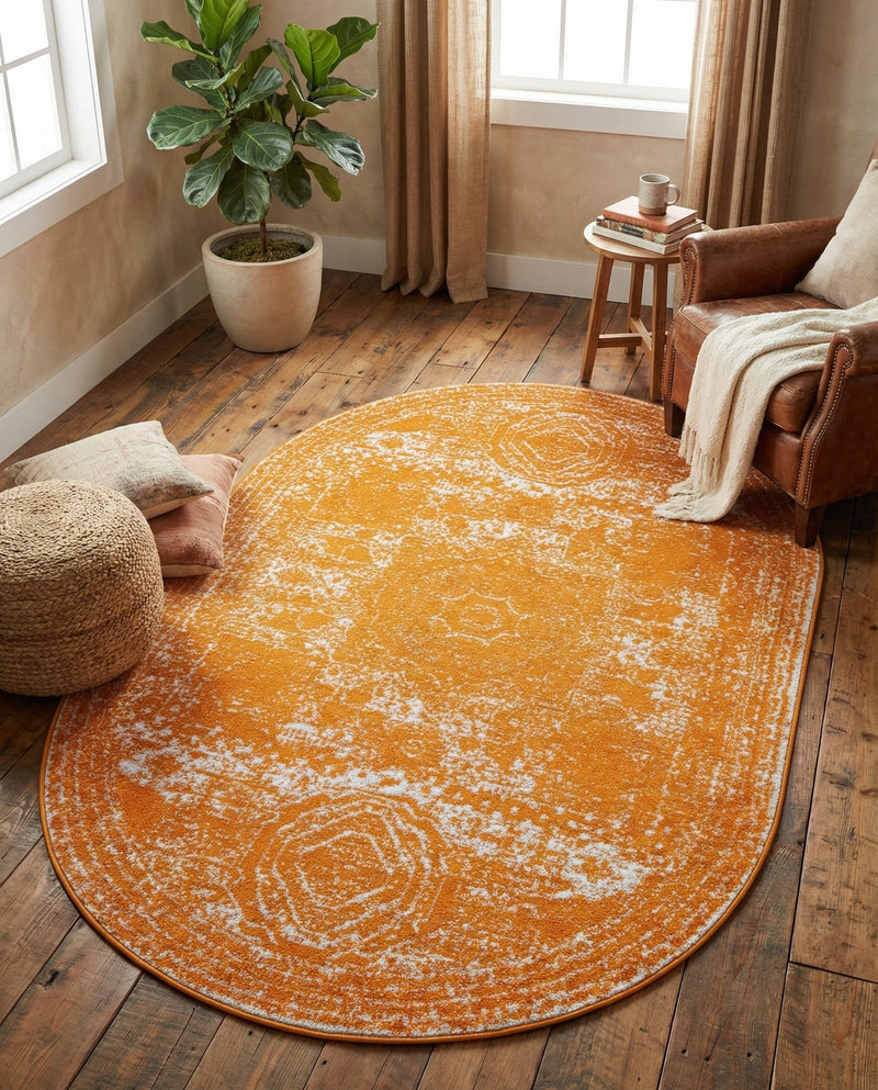 Dover Terrace Collection Area Rug -  Lagoon (Orange) Oval Orange  lifestyle 72