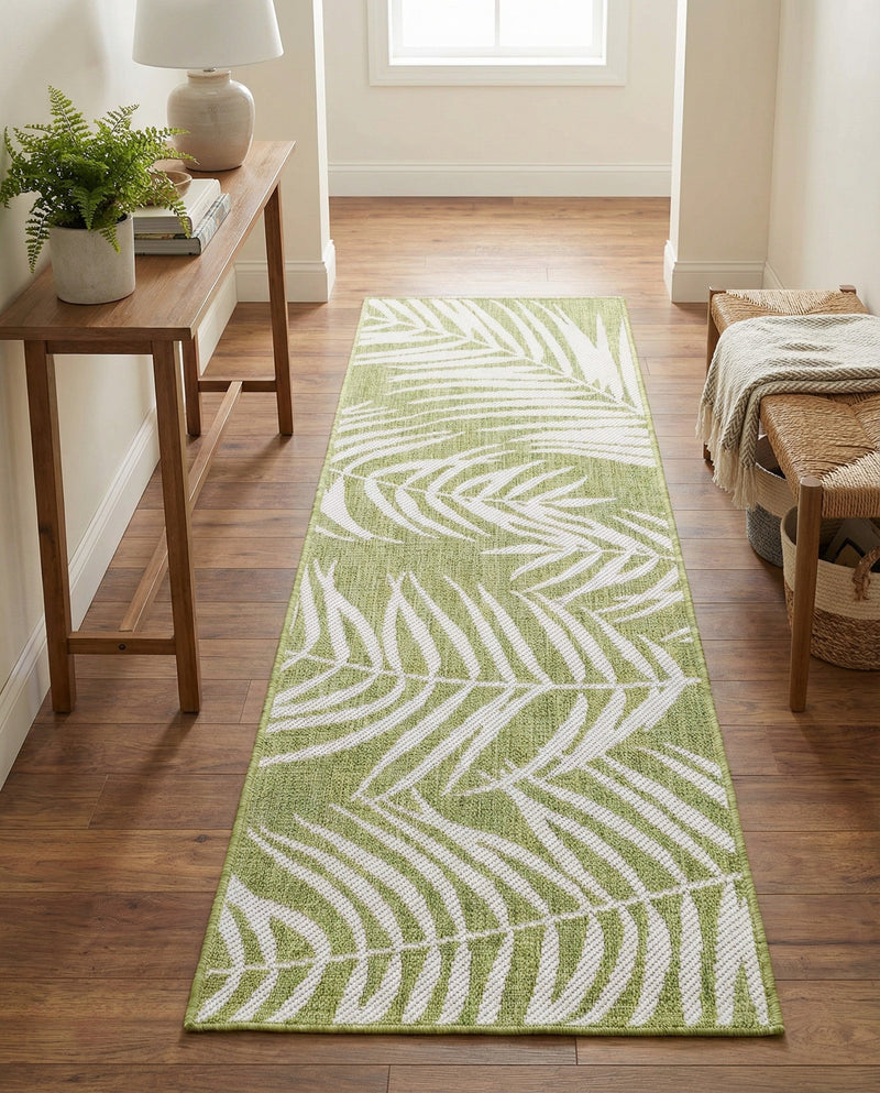 Seaside Blooms Collection Area Rug - Verdure (Green) Runner Green  lifestyle 62