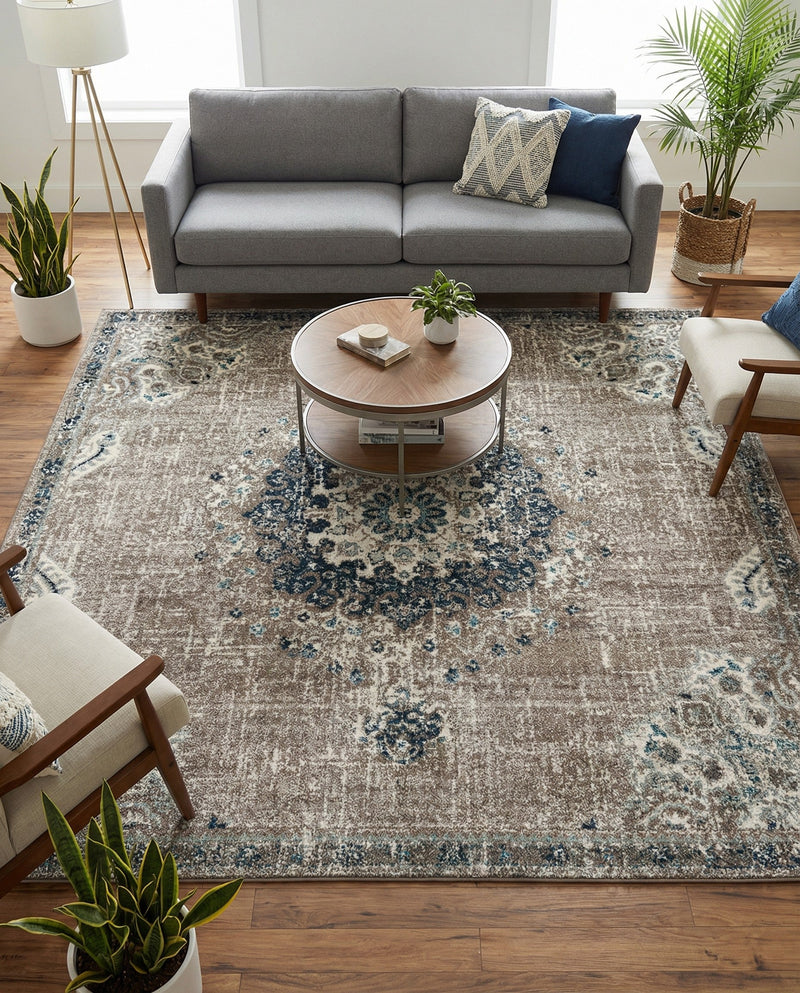 Brighton Terrace Collection Area Rug - Hove (Gray) Square Gray  lifestyle 49