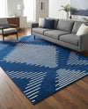 Seychelles Stripes Collection Area Rug - Mahe (Navy Blue) Rectangle Navy Blue  lifestyle 16