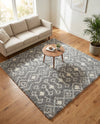 Berber Lattice Shag Collection Area Rug - Atlas (Gray) Square Gray  lifestyle 51