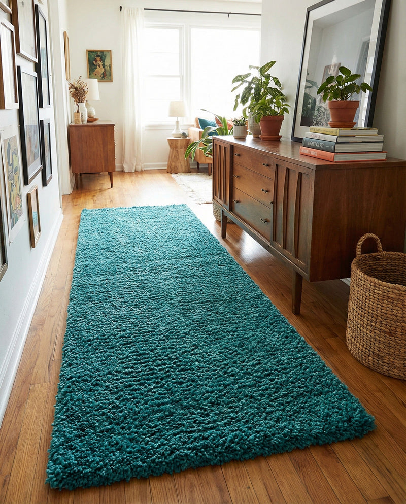 Plush Oasis Collection Area Rug - Serenity (Turquoise) Runner Turquoise  lifestyle 89