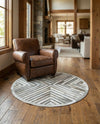 Savannah Hideaway Collection Area Rug - Serengeti Round Gray Ivory  lifestyle 40
