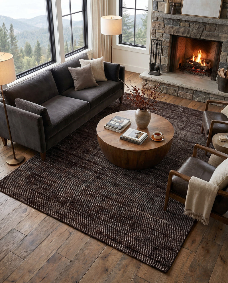 Nordic Loom Geometric Collection Area Rug - Oslo Rectangle Jet Black  lifestyle 15