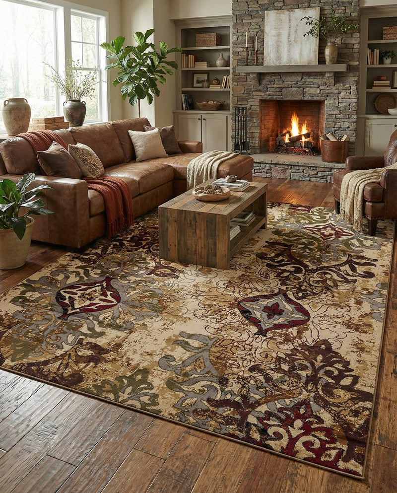Bistro Lounge Collection Area Rug -  Piccolo Rectangle Beige  lifestyle 12