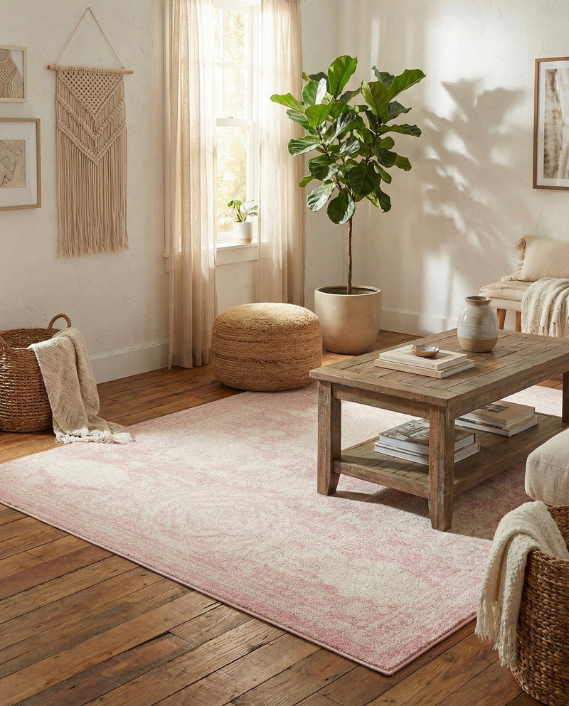 Dover Terrace Collection Area Rug -  Lagoon (Pink) Rectangle Pink  lifestyle 19