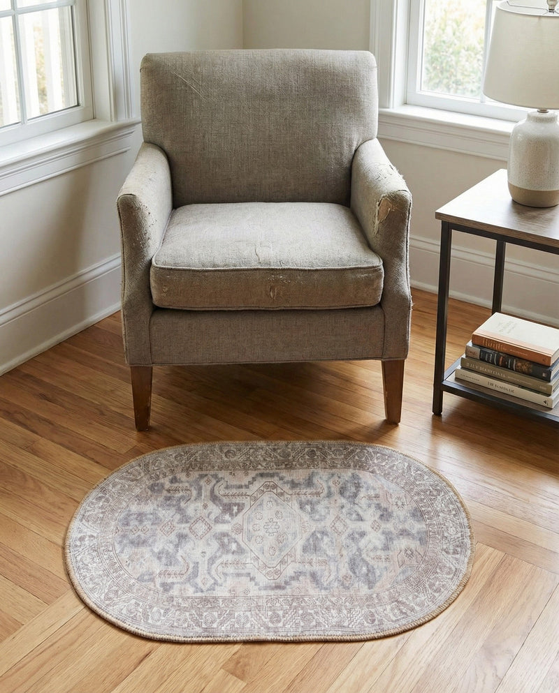 Heritage Elegance Collection Area Rug -  Charlottenburg Oval Gray  lifestyle 72
