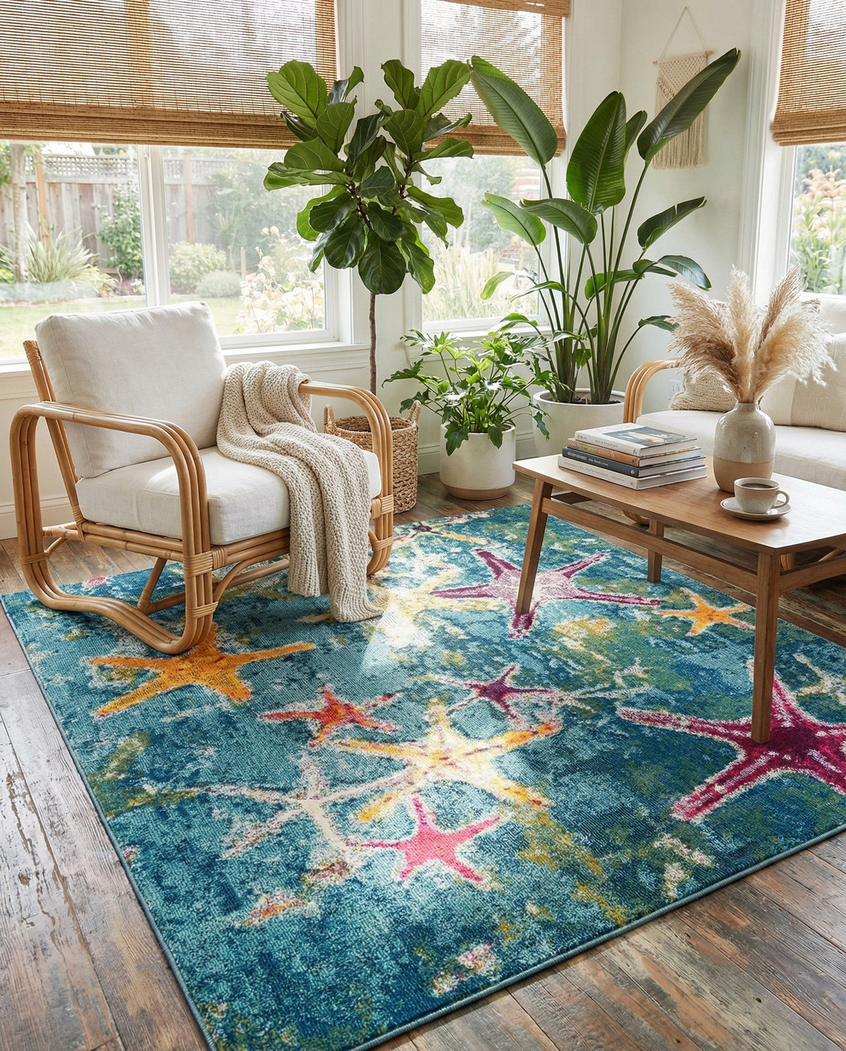 Sorrento Shores Collection Area Rug - Positano Square Navy Blue  lifestyle 97