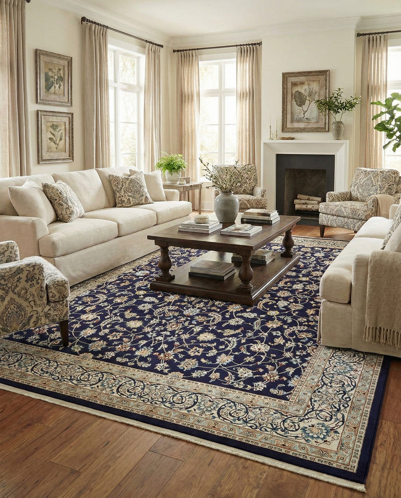 Persian Elegance Collection Area Rug -  Ardabil Rectangle Navy Blue  lifestyle 24