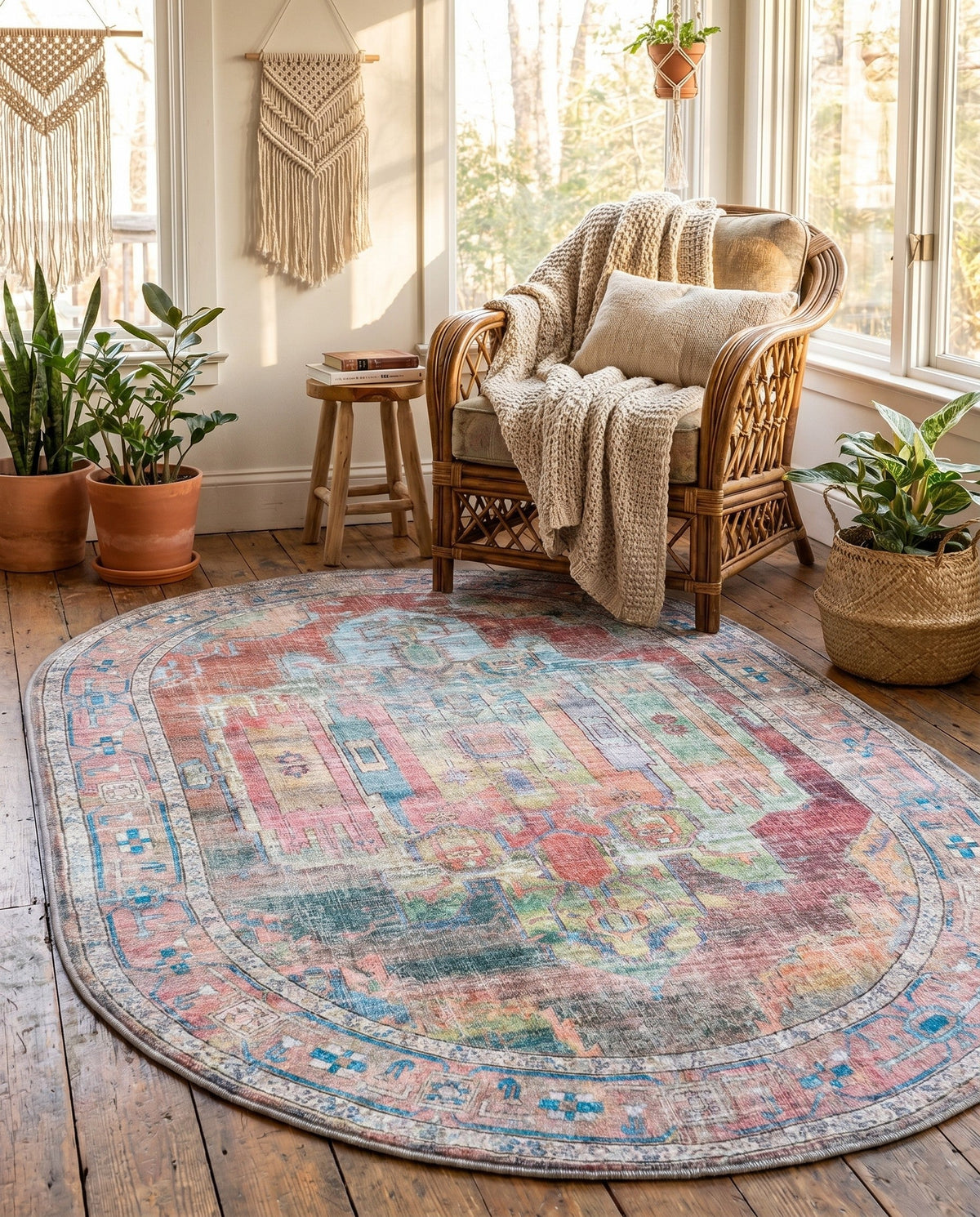 Zahara Oasis Collection Area Rug - Sahara Oval Multi  lifestyle 153