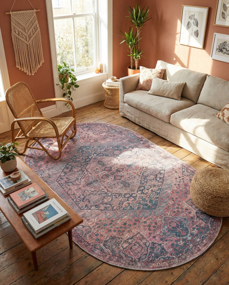 Zahara Oasis Collection Area Rug -  Agadir Oval Antique Rust Red  lifestyle 76