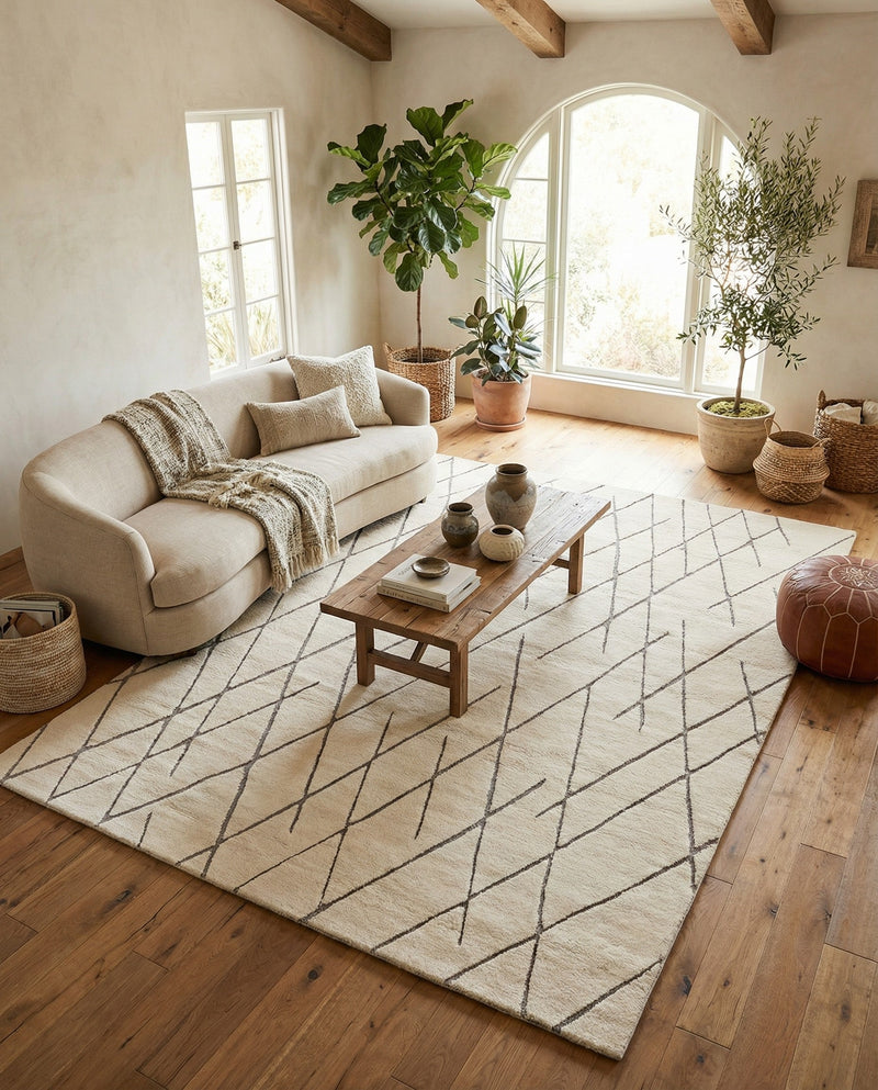 Sahara Berber Wool Collection Area Rug - Marrakesh Rectangle Pure Ivory  lifestyle 23