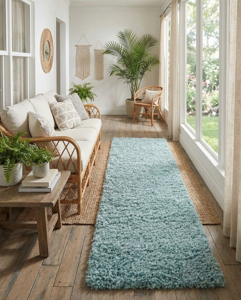 Alpine Plush Collection Area Rug -  Cortina (Aqua) Runner Aqua  lifestyle 72