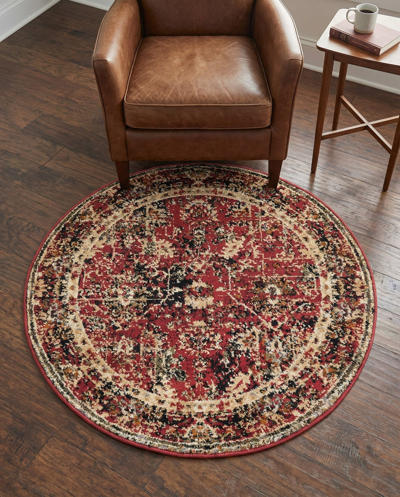 Neptune Elegance Collection Area Rug -  Galatea (Burgundy) Round Burgundy  lifestyle 77