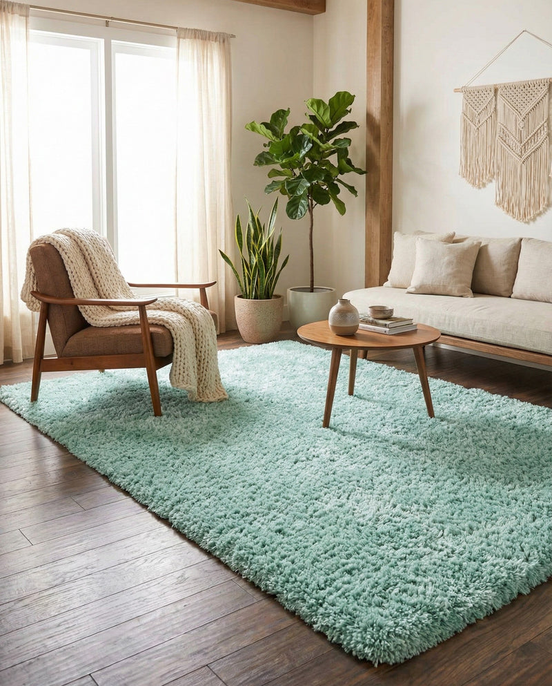 Eternal Plush Oasis Collection Area Rug -  Tranquility (Cyan) Rectangle Cyan  lifestyle 6