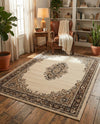 Tabriz Tapestry Collection Area Rug - Azerbaijan (Ivory) Rectangle Ivory  lifestyle 13