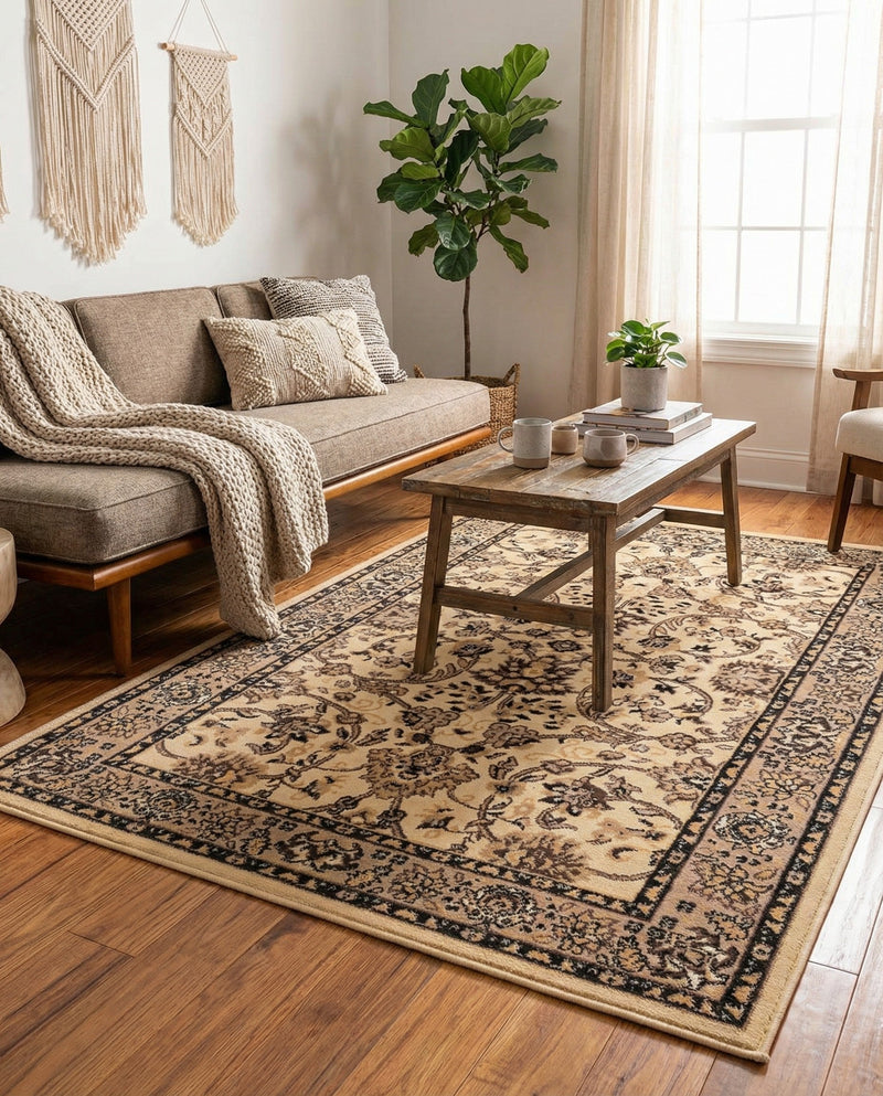 Isfahan Elegance Collection Area Rug - Naghsh-e Jahan (Ivory) Rectangle Ivory  lifestyle 12