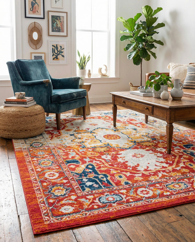 Parisian Elegance Collection Area Rug - Versailles (Rust Red) Rectangle Rust Red  lifestyle 26