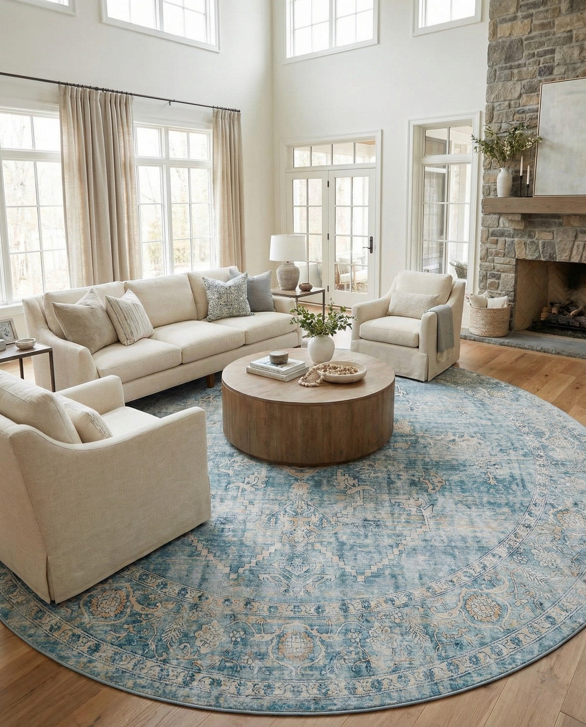Coastal Haven Collection Area Rug -  Marina Round Blue  lifestyle 205
