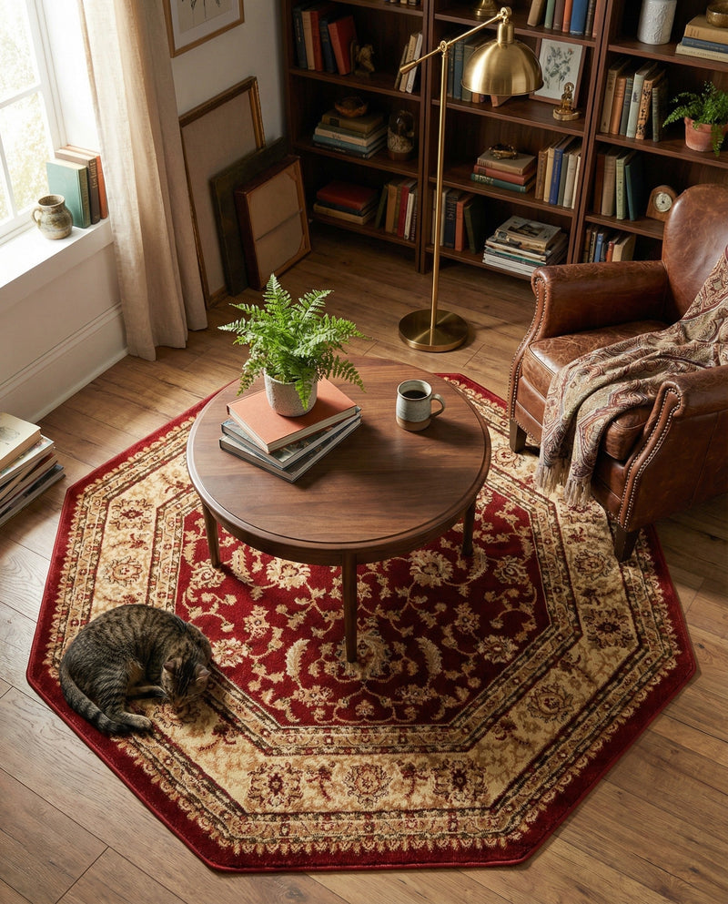 Jaipur Elegance Collection Area Rug -  Nahargarh (Red) Octagon Red  lifestyle 71