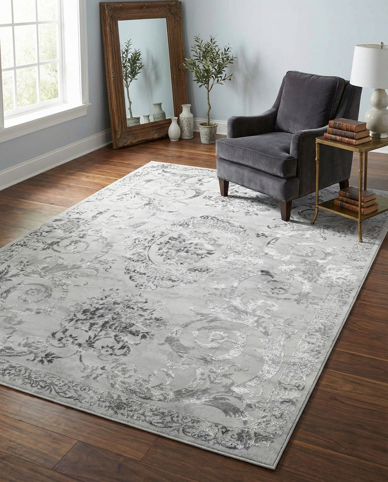 Bloomsbury Elegance Collection Area Rug - Mayfair Rectangle Gray  lifestyle 16