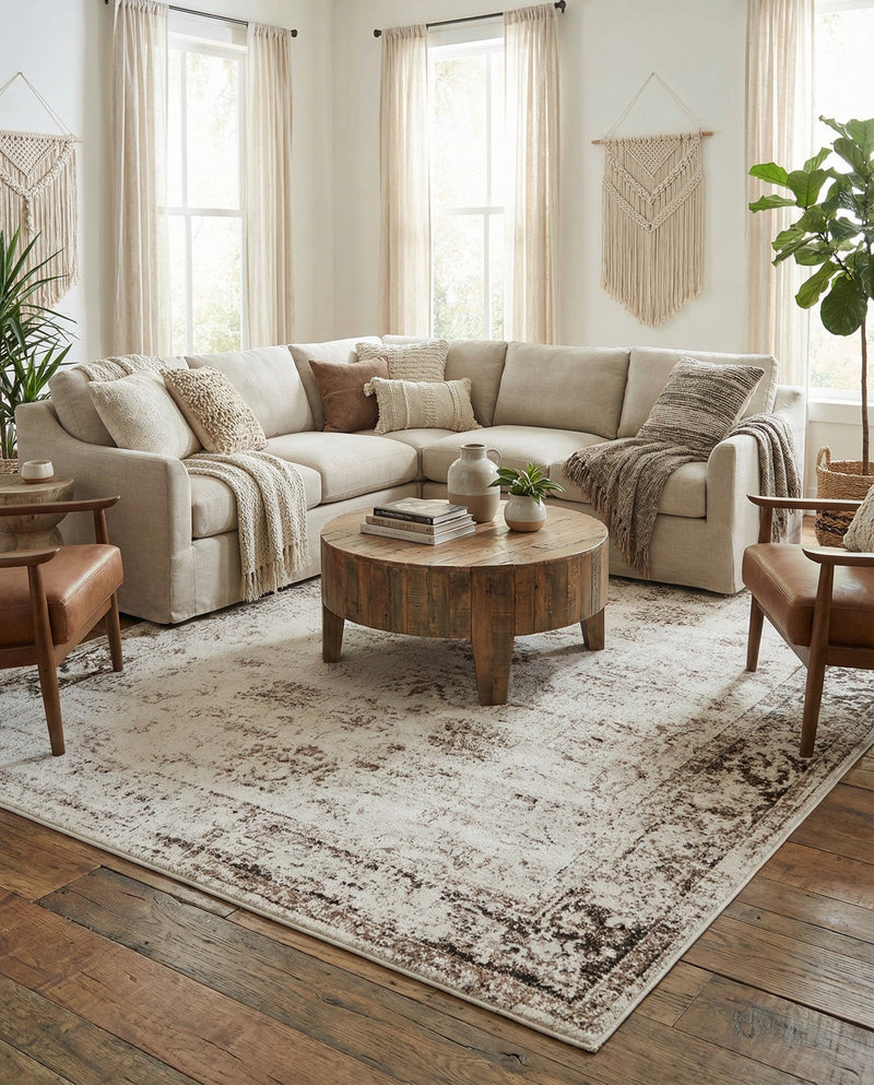 Riviera Elegance Collection Area Rug - Antibes (Beige) Rectangle Beige  lifestyle 11