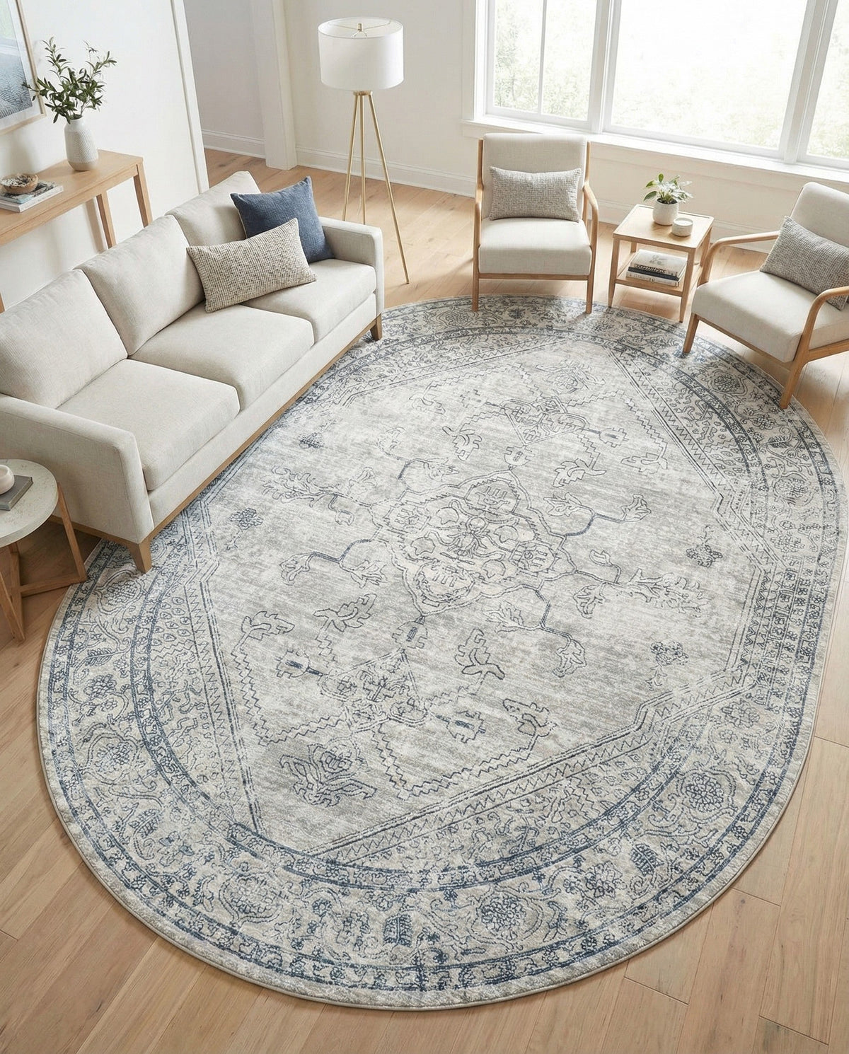 Coastal Haven Collection Area Rug -  Marina Oval Gray  lifestyle 194